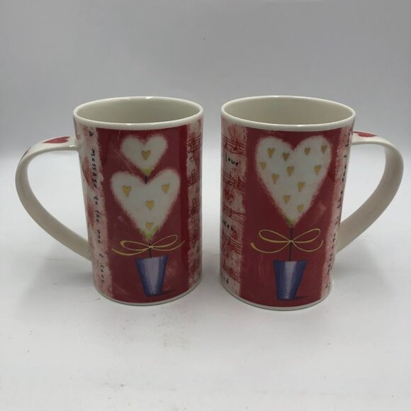 Dunoon Stoneware Heartstrings Design by Kate Mawdsley Set of 2 Ceramic Mugs - Picture 3 of 12